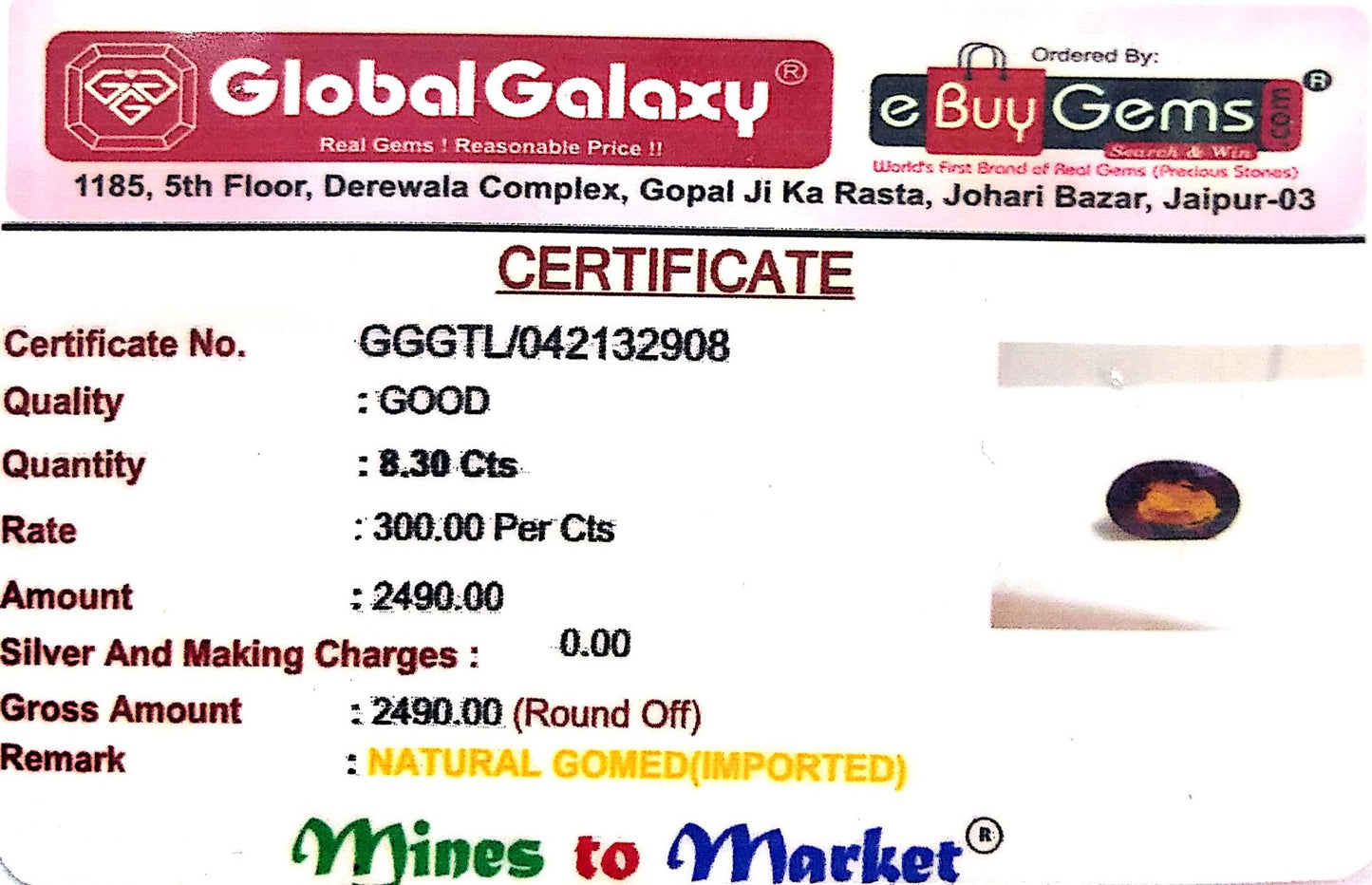 Natural Gomed( Imported) -8.30cts